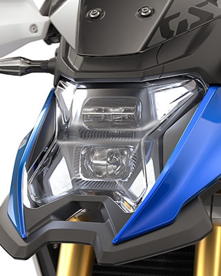 Der LED-Scheinwerfer mit Tagfahrlicht der F 450 GS von BMW Motorrad