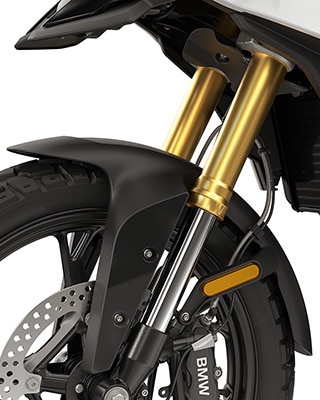 Die 43 mm goldeloxierte Upside-Down-Gabel der F 450 GS von BMW Motorrad