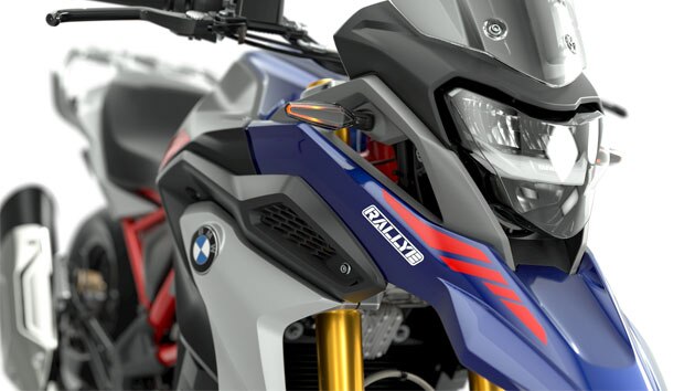 Wir sehen die LED Scheinwerfer mit Tagfahrlicht der G 310 GS.