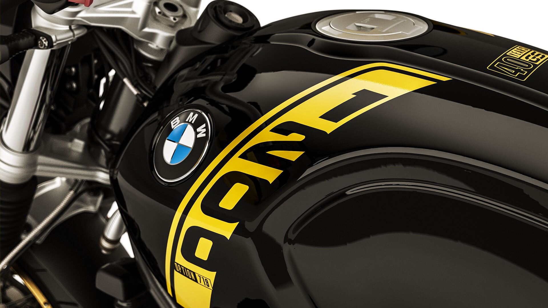 Wir sehen den Schriftzug 1200 cc auf dem Tank der R nineT Urban G/S.