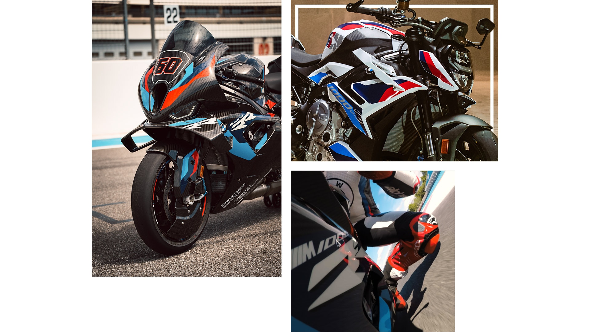 Collage aus Fahraufnahmen der M 1000 RR und M 1000 R.