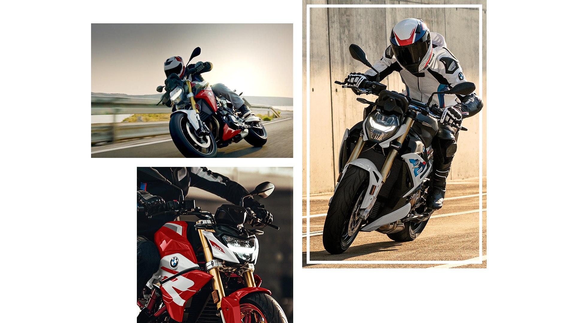 Collage der BMW Motorrad Roadster Modelle.