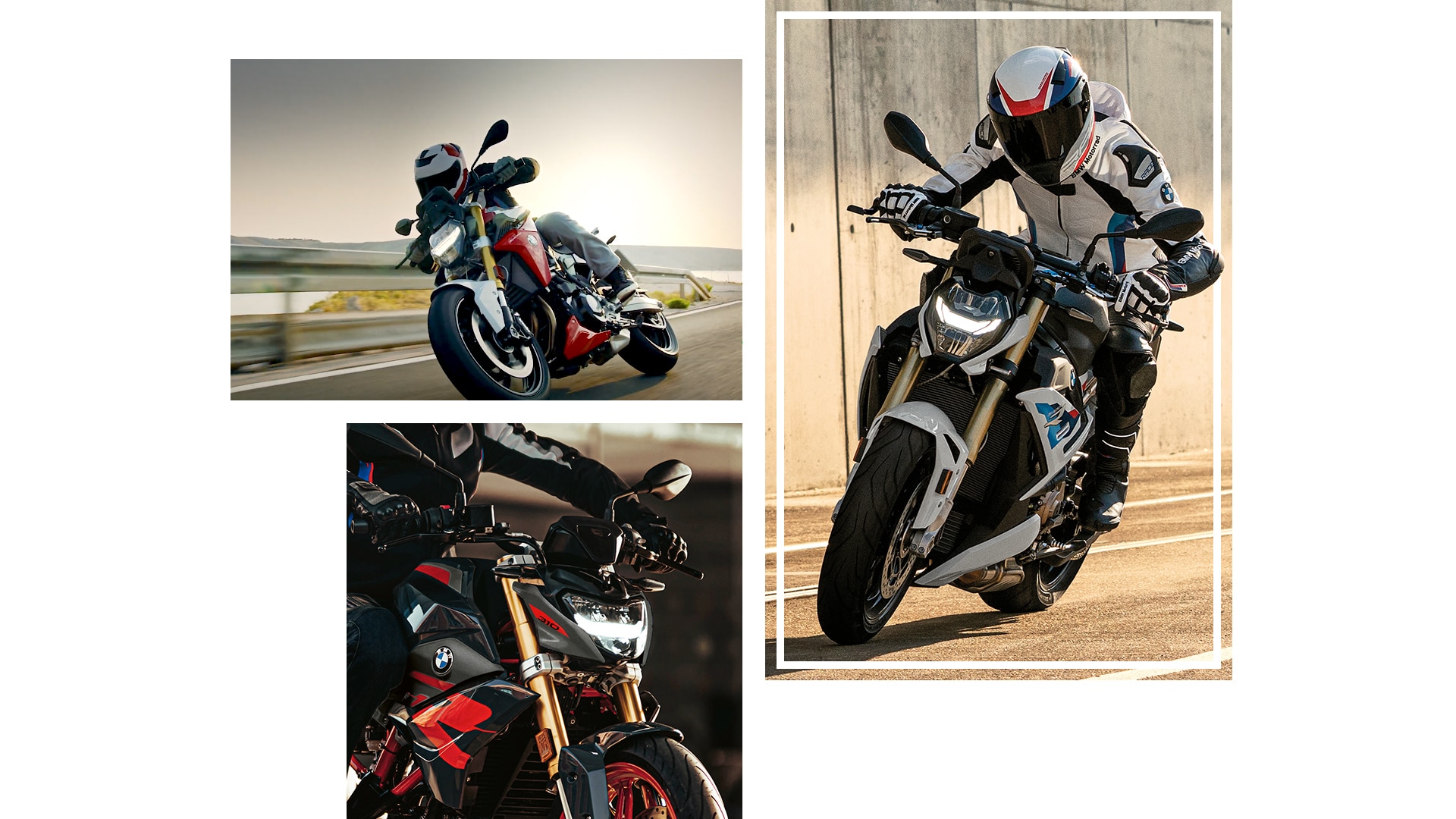 Collage der BMW Motorrad Roadster Modelle.