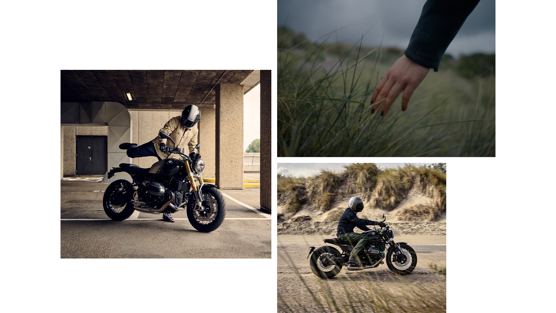 Fahrer mit der R 12 und die R 12 nineT von BMW Motorrad